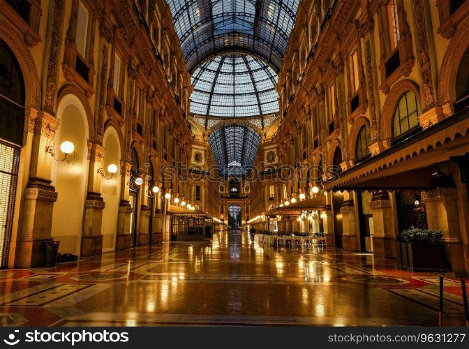 Gallery of Vittorio Emanuele II in early morning, Milan