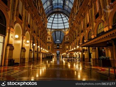 Gallery of Vittorio Emanuele II in early morning, Milan