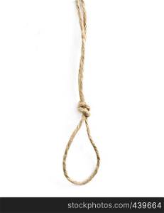 Gallows noose isolated on white background with sample text