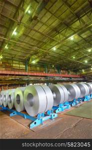 galvanized steel coil in a warehouse