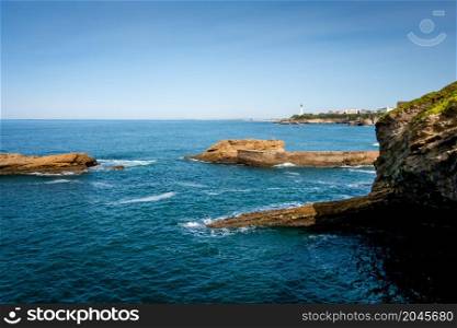 Gamaritz Dam rock and seaside. City of Biarritz, France. Gamaritz Dam rock and seaside in biarritz