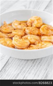 Gambas al ajillo - prawns cooked in a garlic and hot paprika oil