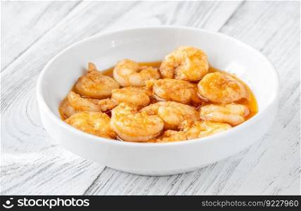 Gambas al ajillo - prawns cooked in a garlic and hot paprika oil