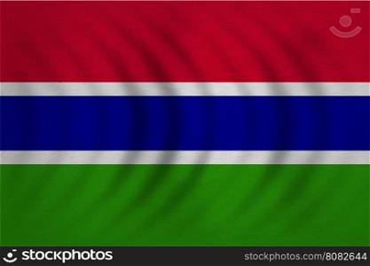 Gambian national official flag. African patriotic symbol, banner, element, background. Correct colors. Flag of the Gambia wavy with real detailed fabric texture, accurate size, illustration