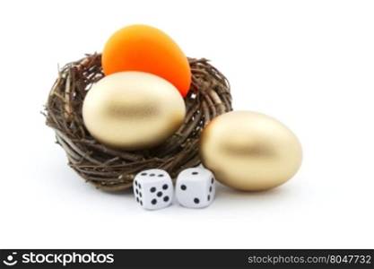 Gamble and risk dangers in troubled economic environment impact savings and nest eggs. Problems are danger to pension, retirement, business, and personal savings goals.
