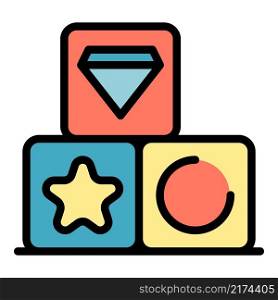 Game cube prize icon. Outline game cube prize vector icon color flat isolated. Game cube prize icon color outline vector