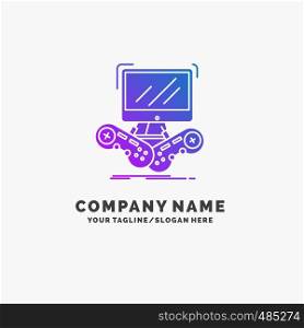 Game, gaming, internet, multiplayer, online Purple Business Logo Template. Place for Tagline.. Vector EPS10 Abstract Template background