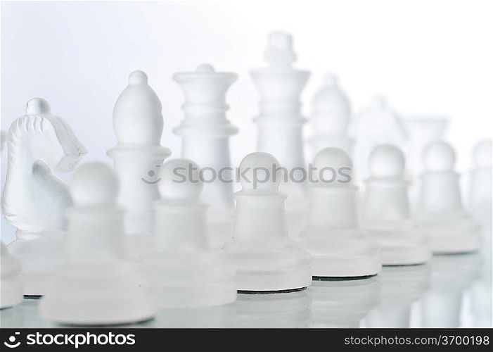 Game in chess, chessmen isolated close up