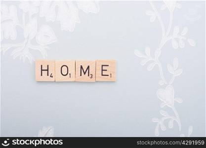 Game tile letters spelling home