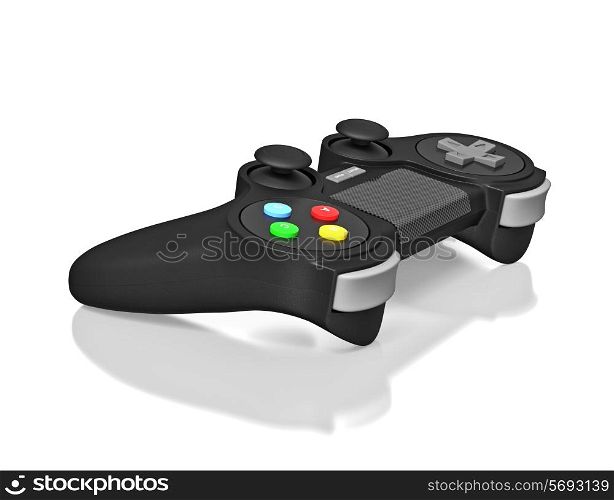 Gamepad joypad for video game console isolated on white background with reflection