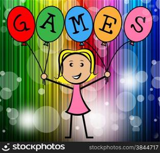 Games Balloons Indicating Young Woman And Entertainment
