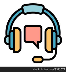 Gaming headset stream icon. Outline gaming headset stream vector icon color flat isolated. Gaming headset stream icon color outline vector