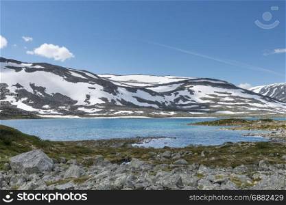 gamle strynefjellsvegen one of the most beautifull auto roads in norway with snow in summer