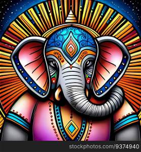 Ganesha - God of new beginnings, wisdom and luck, remover of obstacles. Generative AI illustration