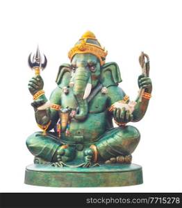 Ganesha statue Hindu god, on white background