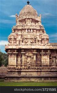 Gangaikonda Cholapuram Temple over blue sky. South India, Tamil Nadu, Thanjavur (Trichy)