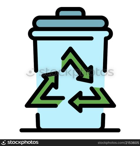 Garbage bin icon. Outline garbage bin vector icon color flat isolated. Garbage bin icon color outline vector