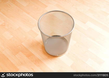 Garbage bin with paper waste isolated on white