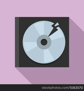 Garbage cd disk icon. Flat illustration of garbage cd disk vector icon for web design. Garbage cd disk icon, flat style