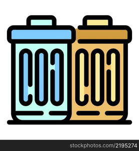 Garbage containers icon. Outline garbage containers vector icon color flat isolated. Garbage containers icon color outline vector