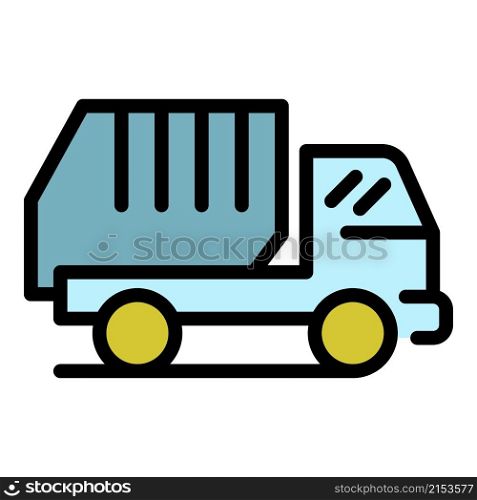 Garbage truck icon. Outline garbage truck vector icon color flat isolated. Garbage truck aicon color outline vector
