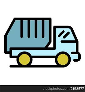 Garbage truck icon. Outline garbage truck vector icon color flat isolated. Garbage truck aicon color outline vector
