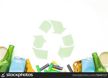 garbage with paper recycle sign. High resolution photo. garbage with paper recycle sign. High quality photo