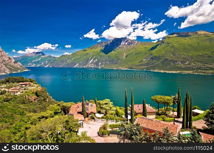 Garda lake and Limone sul Garda view, Lombardy region of Italy