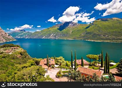 Garda lake and Limone sul Garda view, Lombardy region of Italy