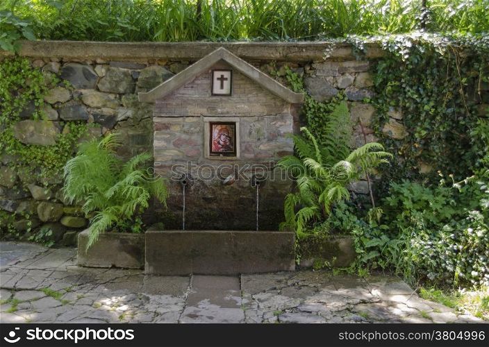 Garden fountain in Dragalevtsi Monastery yard