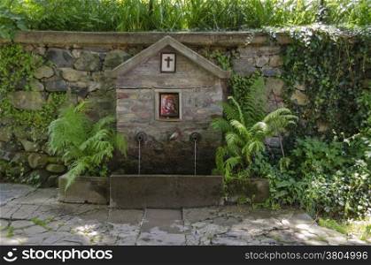 Garden fountain in Dragalevtsi Monastery yard