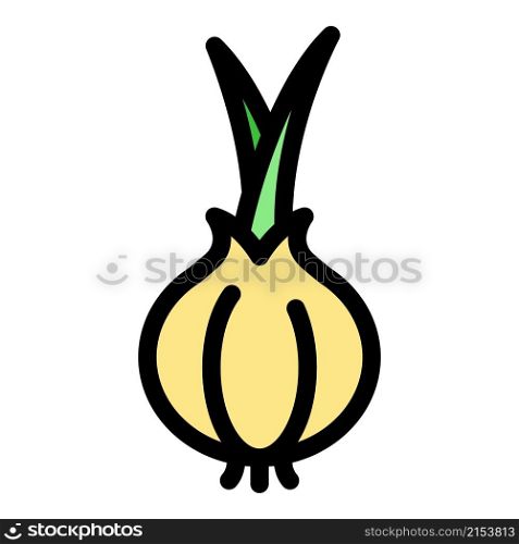 Garden onion icon. Outline garden onion vector icon color flat isolated. Garden onion icon color outline vector