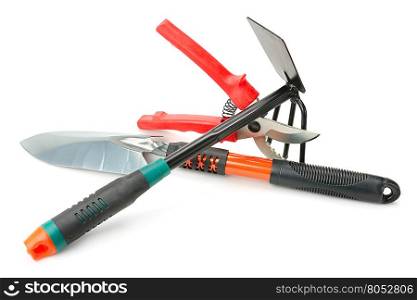 Garden tools isolated on white background.