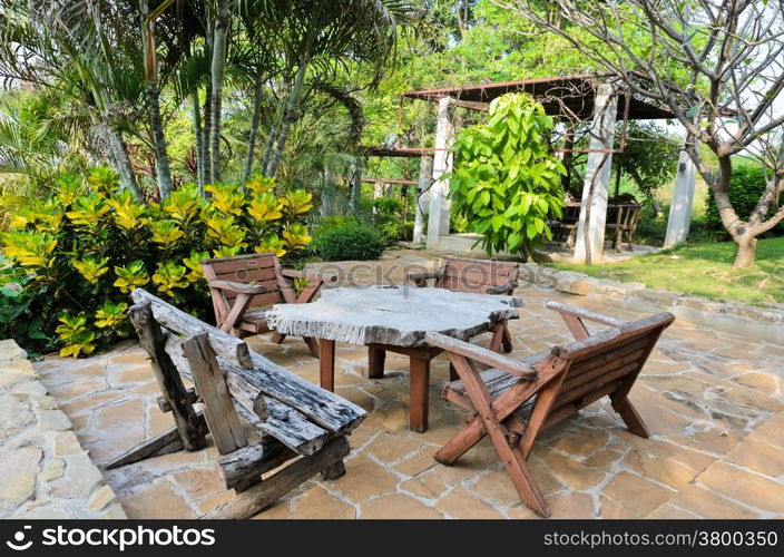 Garden wooden table and chairs