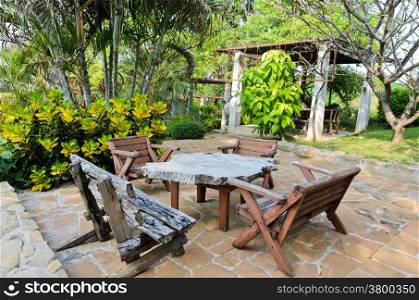 Garden wooden table and chairs