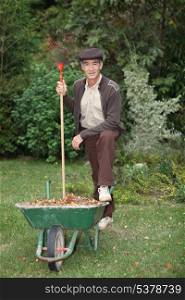 Gardener with a wheelbarrow