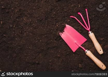gardening concept with shovel rake soil. High resolution photo. gardening concept with shovel rake soil. High quality photo