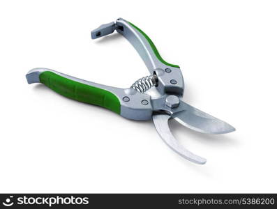 gardening secateurs for cutting branches isolated on white background
