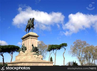 Garibaldi equestrian Monument on Janiculum Hill in Rome, Italy