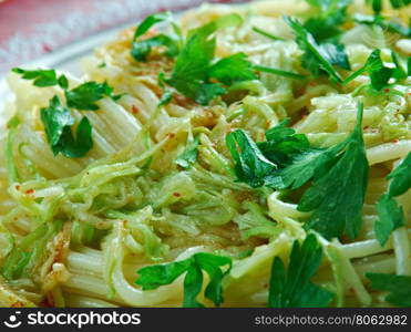 Garlic Butter Spaghetti with Zucchini Noodles. from Tuscany