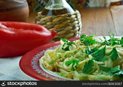 Garlic Butter Spaghetti with Zucchini Noodles. from Tuscany