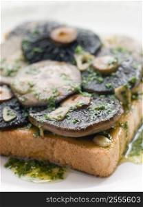 Garlic Field Mushrooms on Toast with Parsley Butter