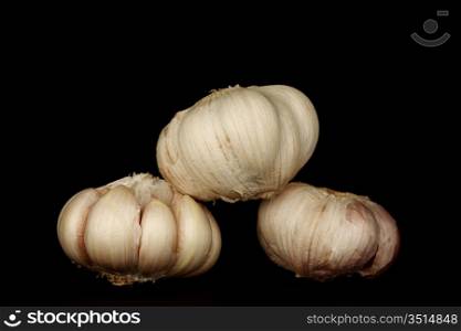 garlic isolated on black background