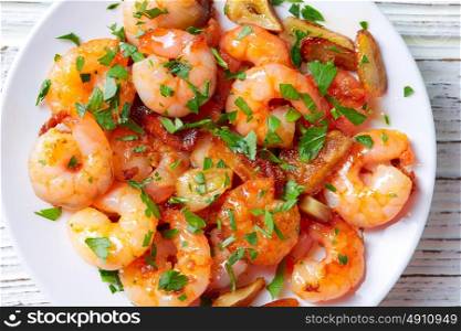 Garlic shrimp pinchos tapas from Spain gambas al ajillo