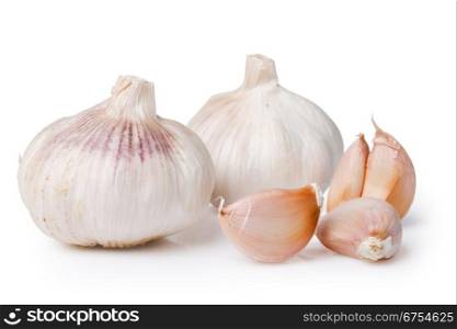 garlics over a white background (Allium sativum)