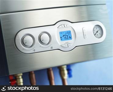 Gas boiler control panel. Gas boiler home heating. 3d