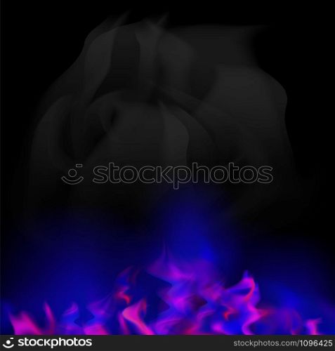 Gas Burning Fire with Flying Embers on Blurred Black Background.. Gas Burning Fire with Flying Embers on Blurred Black Background