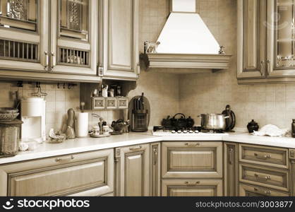 Gas stove on modern and beautiful kitchen