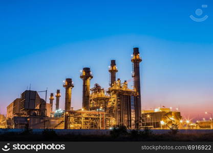 Gas turbine electric power plant at night
