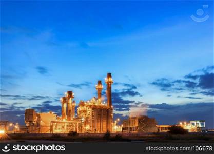 Gas turbine electric power plant in the morning